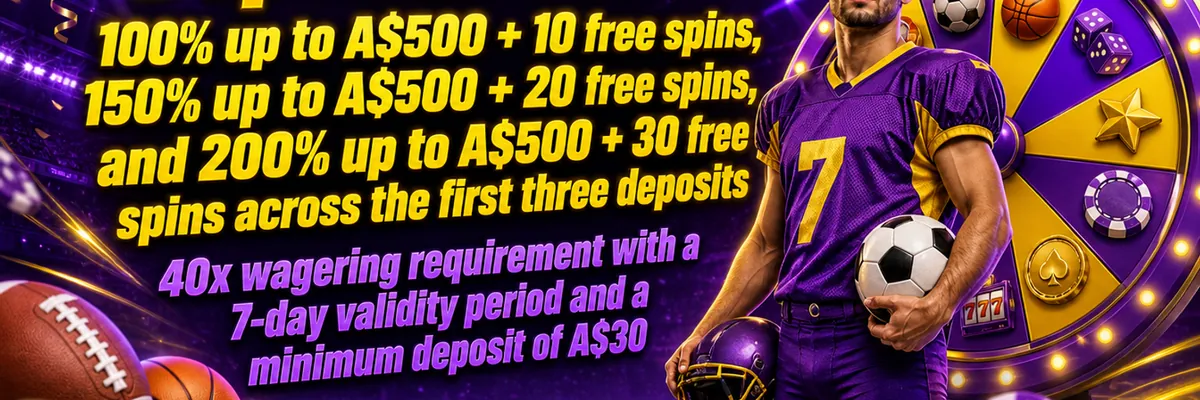Betzillo casino deposit rewards banner with a team athlete, a segmented prize wheel and layered sports and casino props